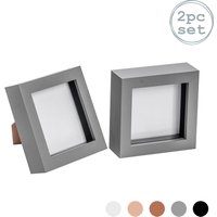 Nicola Spring 3D Box Photo Frames - 4 x 4" - Pack of 2 in Grey