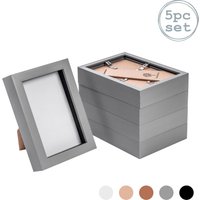Nicola Spring 3D Box Photo Frames - 4 x 6" - Pack of 5 in Grey