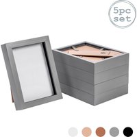 Nicola Spring 3D Box Photo Frames - 5 x 7" - Pack of 5 in Grey