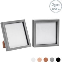 Nicola Spring 3D Box Photo Frames - 8 x 8" - Pack of 2 in Grey