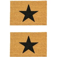 Coir Door Mats 60 x 40cm Star Pack 2 Brown cm x 60 cm