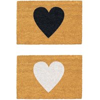 Nicola Spring Coir Door Mat Set - 60 x 40cm - Hearts | Size: 40 cm x 60 cm