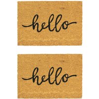 Coir Door Mats 60 x 40cm Hello Pack 2 cm x 60 cm