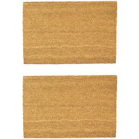 Nicola Spring Coir Door Mats - 90 x 60cm - Set of 2 in Brown | Size: 60 cm x 90 cm