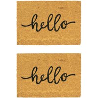 Nicola Spring Coir Door Mats - 90 x 60cm - Hello - Set of 2 | Size: 60 cm x 90 cm