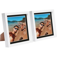Nicola Spring 8" x 8" White 3D Box Photo Frames - 6" x 6" Mount - Pack of 2 in Black