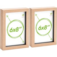 Nicola Spring 3D Box Photo Frames - A5 (6 x 8") - Pack of 2 in Light Brown
