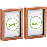 Nicola Spring 3D Box Photo Frames - A5 (6 x 8") - Pack of 2 in Dark Brown
