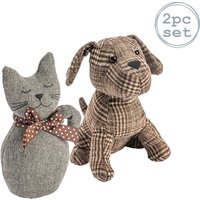 Nicola Spring Cat & Dog Door Stops Set - Milo & Jasper in Brown