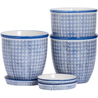 Hand Printed Plant Pots Saucers 20.5cm Pack 3
