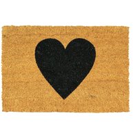 Coir Door Mat 60 x 40cm Heart Brown cm x 60 cm