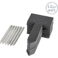 6 Piece Slate Plant Markers Set Chalk Pencils 6 x 12cm Natural x 12 cm