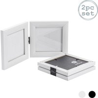 Nicola Spring Folding 2 Photo Frames - 4 x 4" - Pack of 2 in White