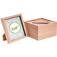 Nicola Spring 3D Box Photo Frames - 8 x 8" - Pack of 5 in Light Brown