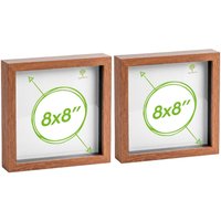 Nicola Spring 3D Box Photo Frames - 8 x 8" - Pack of 2 in Dark Brown