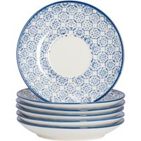 Nicola Spring Hand-Printed Cappuccino Saucers - 14.5cm - Pack of 12 in Navy