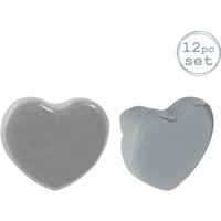 Nicola Spring Ceramic Cabinet Knobs Heart - Pack of 12 in Grey | Size: 1000mm x 500mm