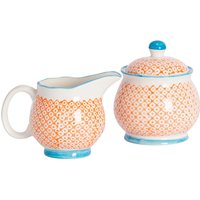 Nicola Spring Hand-Printed Milk & Sugar Set - 300ml in Orange