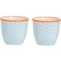 Hand Printed Plant Pots 14cm Pack 2