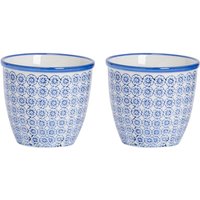 Hand Printed Plant Pots 14cm Pack 2