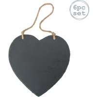 Nicola Spring Slate Heart Hanging Notice Boards - 24.5 x 24.5cm - Natural - Pack of 6 in Grey | Size: 24.5 x 24.5 cm