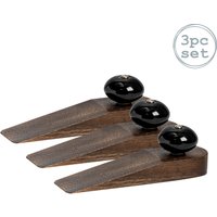 Nicola Spring Traditional Vintage Wooden Door Wedge Stop - Pack of 3 in Black