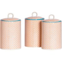 Nicola Spring Hand-Printed Kitchen Canisters - 1 Litre - Pack of 3 in Orange