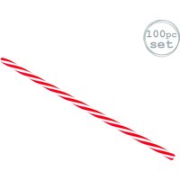 Reusable Plastic Drinking Straws 23cm Stripe Pack 100