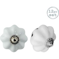 Nicola Spring Floral Ceramic Cabinet Knobs - Pack of 12 in White | Size: 1000mm x 500mm