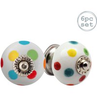 Nicola Spring Round Ceramic Cabinet Knobs Spot - Pack of 6 | Size: 1000mm x 500mm