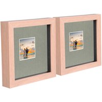 6" x 6" 3D Box Photo Frames 2" x 2" Mount Light Pack 2 Grey