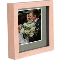 6" x 6" 3D Box Photo Frame 4" x 4" Mount Light Grey