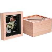 Nicola Spring 6" x 6" 3D Box Photo Frames - 4" x 4" Mount - Light Brown - Pack of 5 in Black