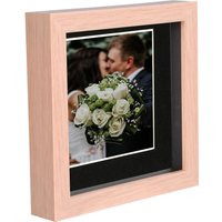 6" x 6" 3D Box Photo Frame 4" x 4" Mount Light Brown