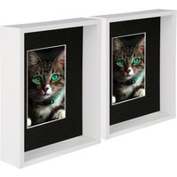 8" x 10" 3D Deep Box Photo Frames 4" x 6" Mount White Pack 2