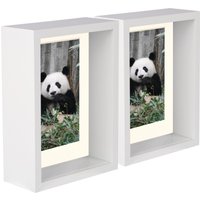 Nicola Spring 5" x 7" 3D Deep Box Photo Frames - 4" x 6" Mount - White - Pack of 5 in Ivory