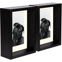 Nicola Spring 5" x 7" 3D Deep Box Photo Frames - 4" x 6" Mount - Black - Pack of 2 in Ivory