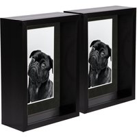 Nicola Spring 5" x 7" 3D Deep Box Photo Frames - 4" x 6" Mount - Black - Pack of 2
