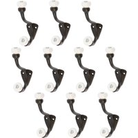 Hammer and Tongs White Ceramic Ball Hat & Coat Hook - W30mm x H105mm - Pack of 10 in Black | Size: 1000mm x 1000mm