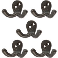 Hammer and Tongs Double Coat Hook - W50mm x H35mm - Pack of 5 in Black | Size: 1000mm x 1000mm