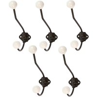 Hammer and Tongs Ceramic Ball Hat & Coat Hook - W50mm x H180mm - Pack of 5 in White | Size: 1000mm x 1000mm