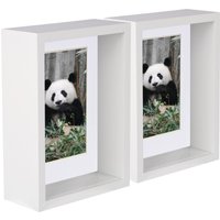 Nicola Spring 5" x 7" 3D Deep Box Photo Frames - 4" x 6" Mount - White - Pack of 2
