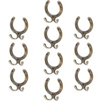 Hammer and Tongs Horse Shoe Double Coat Hook - W100mm x H110mm - Pack of 10 in Gold | Size: 1000mm x 1000mm