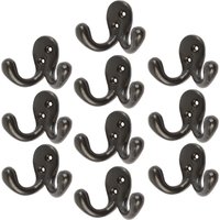 Hammer and Tongs Double Coat Hook - W70mm x H50mm - Pack of 10 in Black | Size: 1000mm x 1000mm
