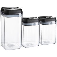 Argon Tableware 3 Piece Flip Lock Plastic Food Storage Containers Set in Black