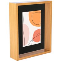 3D Deep Box Photo Frame 8 x 10" 5 x 7" Mount Light Wood
