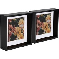Nicola Spring 3D Deep Box Photo Frames - 8 x 8" with 6 x 6" Mount - Light Wood - Pack of 2 in Black