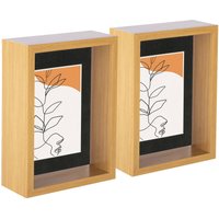 Nicola Spring 3D Deep Box Photo Frames - 5 x 7" with 4 x 6" Mount - Light Wood - Pack of 5 in Black