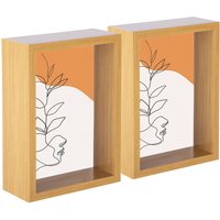 Nicola Spring 3D Deep Box Photo Frames - 5 x 7" - Pack of 2 in Light Brown