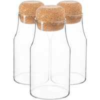 Argon Tableware Glass Storage Bottles with Cork Lids 180ml Pack of 6 in Clear
